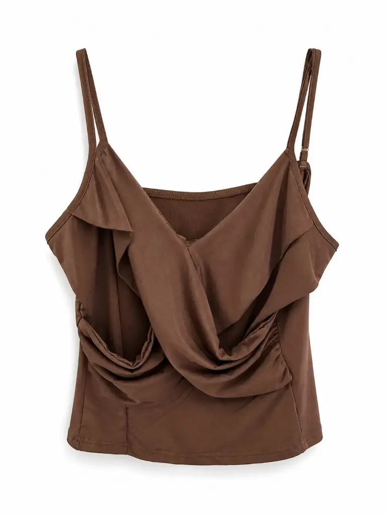 BLUSA CAFE DE TIRANTES DELGADOS