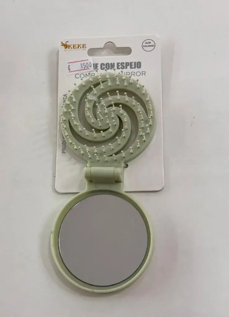 CEPILLO  CON ESPEJO OVALADO PLEGABLE MULTIFUNCIONAL 