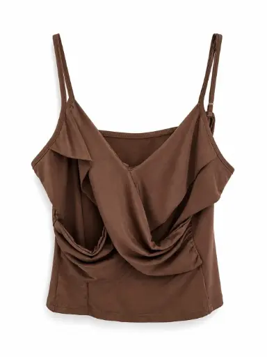 BLUSA CAFE DE TIRANTES DELGADOS