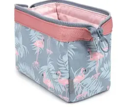 COSMETIQUERA FLAMINGOS ROSA Y GRIS