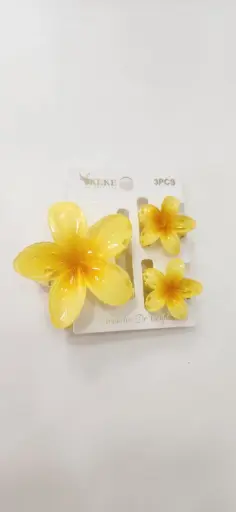 PRENSA DE CABELLO 3PCS FLOR AMARILLA DOS PEQUEÑAS Y UNA GRANDE 