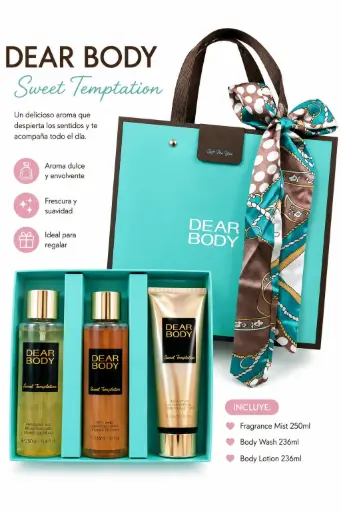 SET 3 PCS LOCION+BRUMA+SHOWER GEL DEAR BODY SWEET TEMPTATION